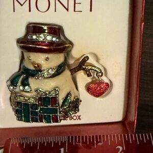 Monet Festive Snowman Box with Red and Green Accents